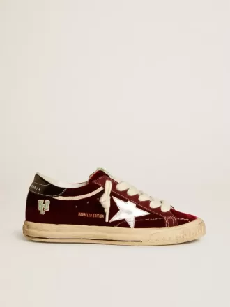 Super-Star LTD voor dames in fluweel met metallic leren ster en hielstuk