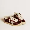 Super-Star LTD voor dames in fluweel met metallic leren ster en hielstuk