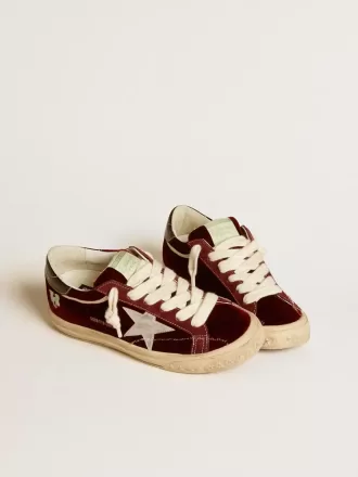 Super-Star LTD voor dames in fluweel met metallic leren ster en hielstuk