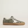 Super-Star LTD voor dames in groen canvas met witte leren ster