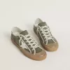 Super-Star LTD voor dames in groen canvas met witte leren ster