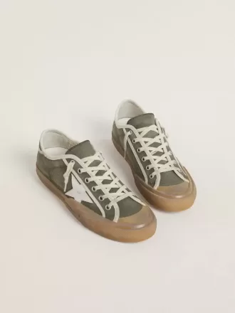 Super-Star LTD voor dames in groen canvas met witte leren ster
