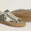 Super-Star LTD voor dames in groen canvas met witte leren ster