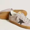 Super-Star LTD voor dames in lila suède met middernachtblauwe suède ster en hielband.