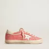 Super-Star LTD voor dames in rood suède met zilveren ster en leren hielstuk