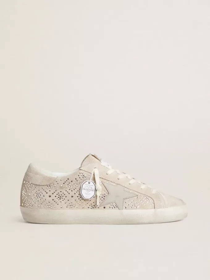 Super-Star LTD voor dames in suède met Swarovski-kristallen en ijsgrijze leren ster