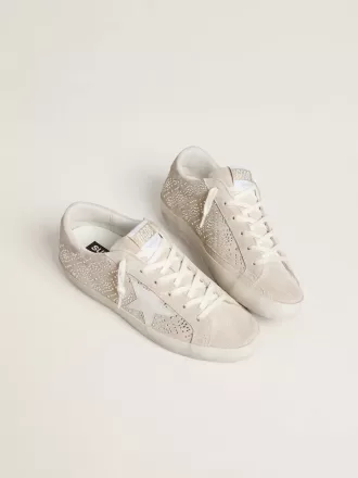 Super-Star LTD voor dames in suède met Swarovski-kristallen en ijsgrijze leren ster