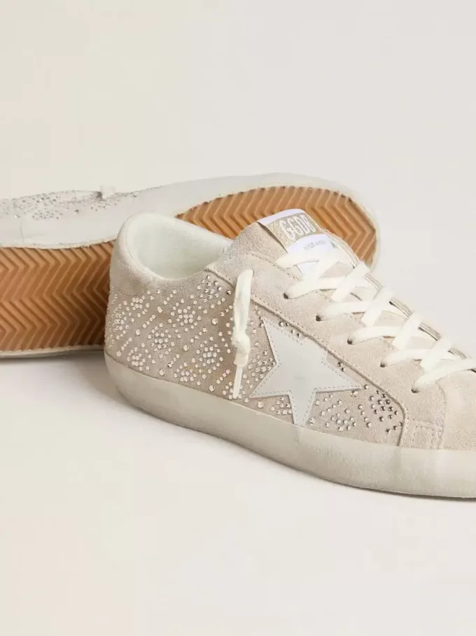Super-Star LTD voor dames in suède met Swarovski-kristallen en ijsgrijze leren ster