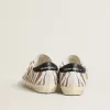 Super-Star LTD voor dames in wit ponyleer met bruine glitter en witte suède ster