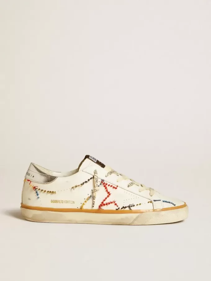Super-Star LTD voor dames met geperforeerde ster en metallic leren hielstuk