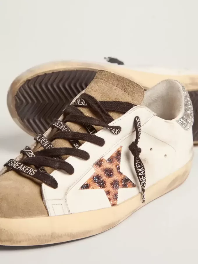 Super-Star LTD voor dames met luipaardprint en Swarovski-kristallen ster