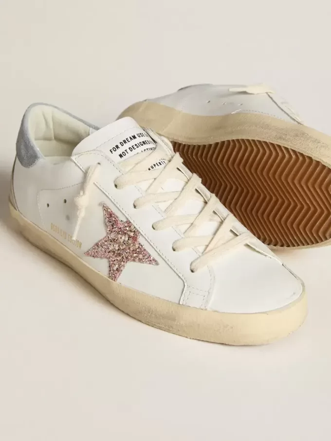 Super-Star LTD voor dames met veelkleurige glitterster en suède hielstuk