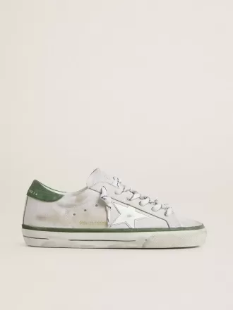Super-Star LTD voor dames met witte leren ster en groene suède hiellip