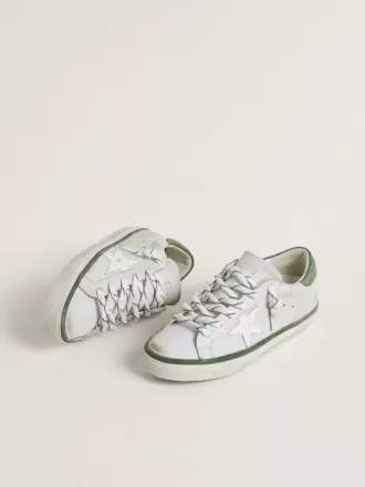 Super-Star LTD voor dames met witte leren ster en groene suède hiellip