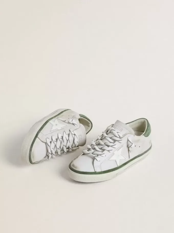 Super-Star LTD voor dames met witte leren ster en groene suède hiellip