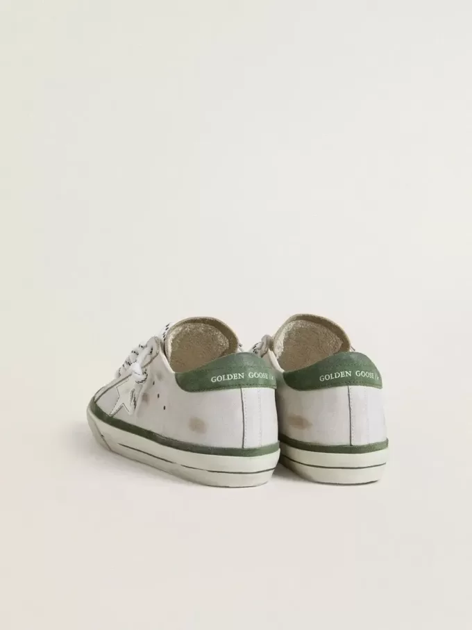 Super-Star LTD voor dames met witte leren ster en groene suède hiellip