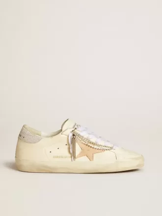 Super-Star LTD voor dames van nappaleer met nude leren ster en glitter hiellip