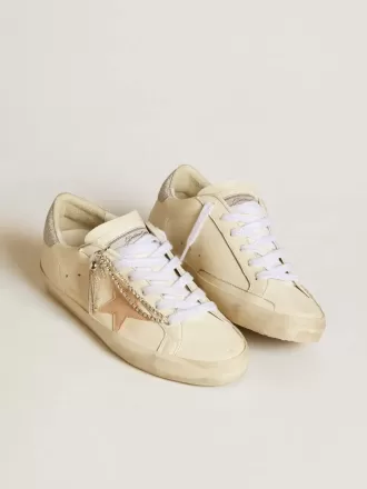 Super-Star LTD voor dames van nappaleer met nude leren ster en glitter hiellip