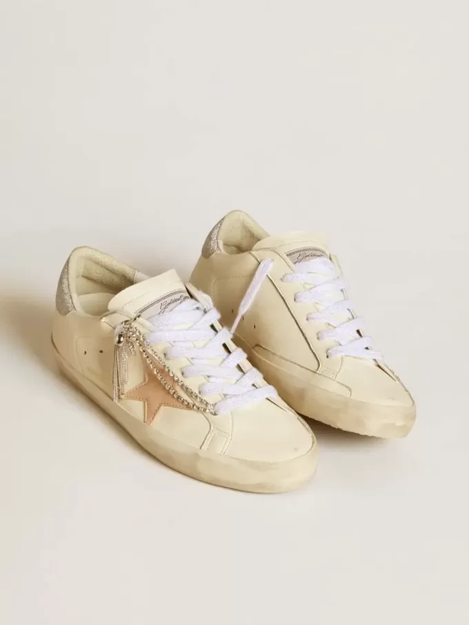 Super-Star LTD voor dames van nappaleer met nude leren ster en glitter hiellip