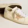 Super-Star LTD voor dames van nappaleer met nude leren ster en glitter hiellip