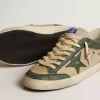 Super-Star LTD voor heren in crèmekleurig mesh en groen nappa met nappa ster