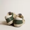 Super-Star LTD voor heren in crèmekleurig mesh en groen nappa met nappa ster