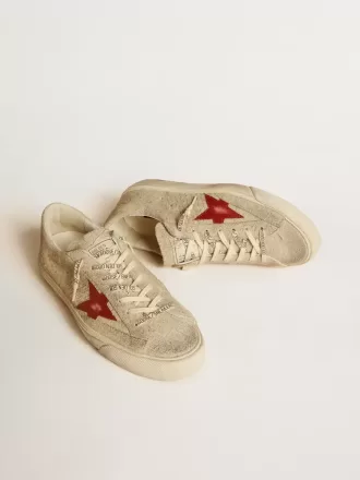 Super-Star LTD voor heren in grijs suède met rode leren ster