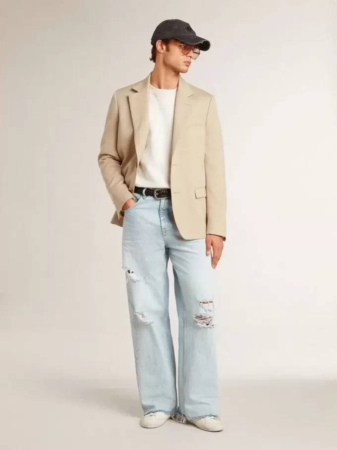 Super-Star LTD voor heren in nappa met metallic ster en nubuck hielstuk