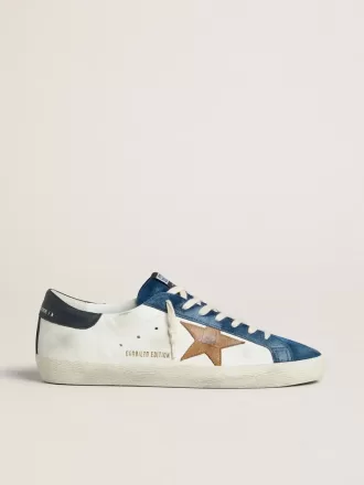 Super-Star LTD voor heren met tabakskleurige ster van krokodillenleer en zwarte leren hielband.