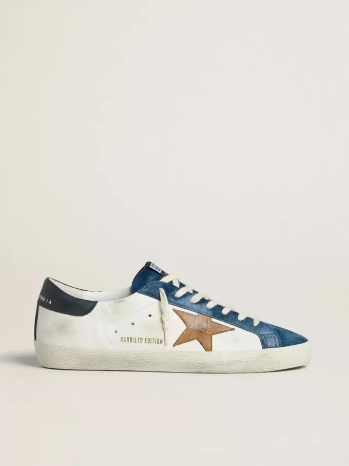 Super-Star LTD voor heren met tabakskleurige ster van krokodillenleer en zwarte leren hielband.