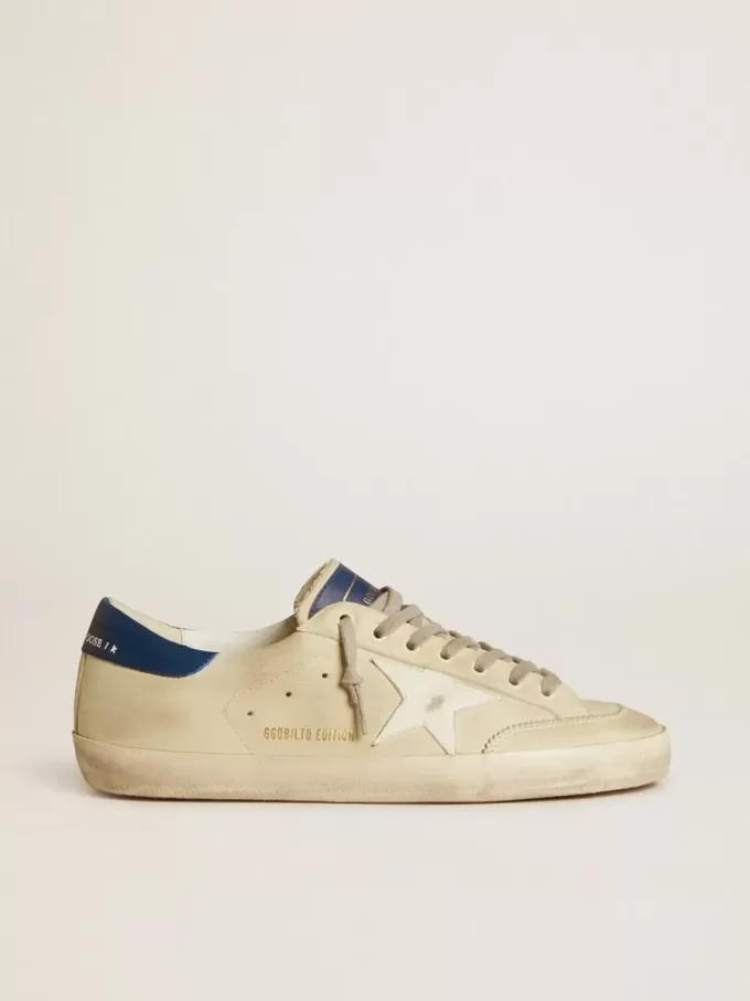 Super-Star LTD voor heren van nubuck met witte leren ster en blauwe hielband