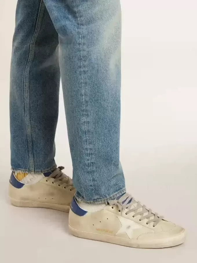 Super-Star LTD voor heren van nubuck met witte leren ster en blauwe hielband