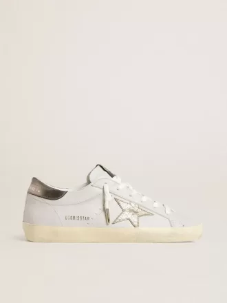 Super-Star met craquelé leren ster en metallic folie leren hielstuk
