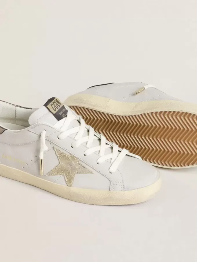 Super-Star met craquelé leren ster en metallic folie leren hielstuk