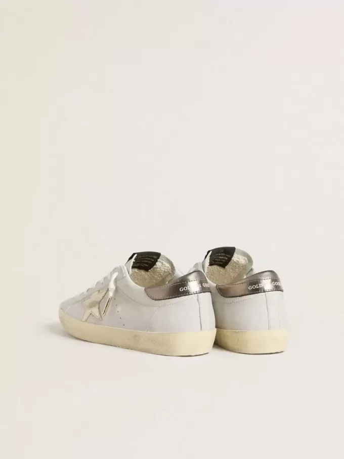 Super-Star met craquelé leren ster en metallic folie leren hielstuk