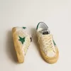 Super-Star Penstar voor heren van nappa en nylon met groene suède ster en hielstuk