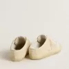 Super-Star Sabot voor dames in beige canvas met geborduurde kralen en beige suède ster