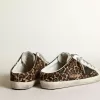 Super-Star Sabot voor dames in ponyhuid met luipaardprint en zwarte ster