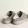 Super-Star Sabot voor dames in zilver glitter met zwarte leren ster