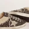 Super-Star Sabot voor dames met glitter en schapenvacht aan de binnenkant