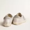 Super-Star sneakers van grijs-wit leer met glittereffect en leren ster