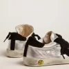 Super-Star sneakers van zilverkleurig leer met suède inzetstukken