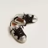 Super-Star sneakers van zilverkleurig leer met suède inzetstukken
