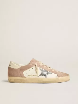 Super-Star sneakers voor dames in roze suède met zilverkleurige metallic leren ster