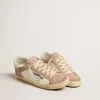 Super-Star sneakers voor dames in roze suède met zilverkleurige metallic leren ster