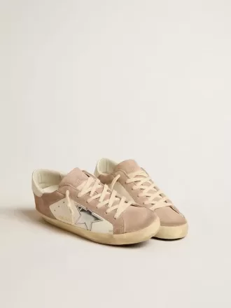 Super-Star sneakers voor dames in roze suède met zilverkleurige metallic leren ster