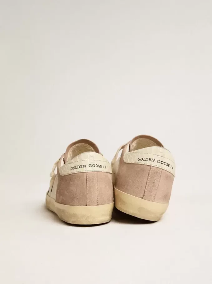 Super-Star sneakers voor dames in roze suède met zilverkleurige metallic leren ster