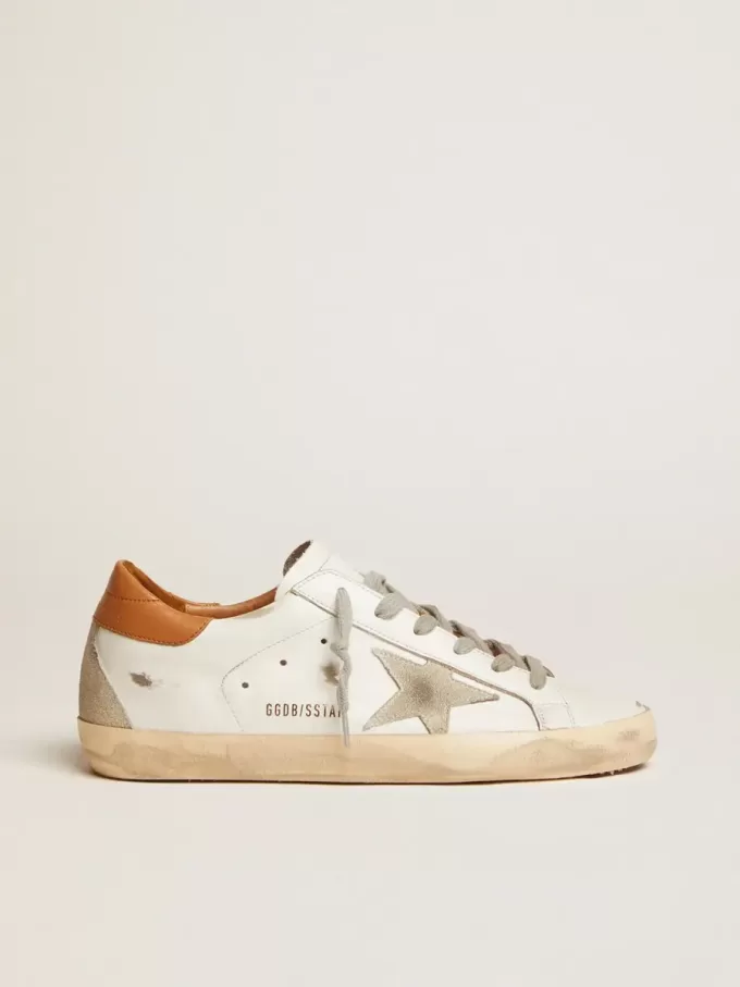 Super-Star sneakers voor dames met suède ster en bruine hielband