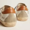 Super-Star sneakers voor dames met suède ster en bruine hielband