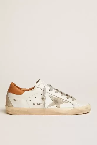 Super-Star sneakers voor heren met suède ster en bruine hielband